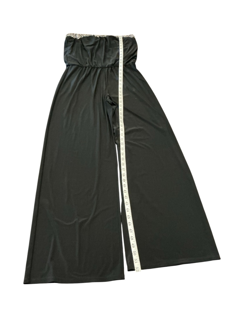 White House Black Market Black Jumpsuit Size 10 Wide Leg Dressy Stretch - Picture 7 of 9